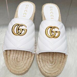 GUCCI GG MARMONT GREAT WHITE ESPADRILLE SANDAL WOMEN 39 (9 US) – RETAIL $590.00+